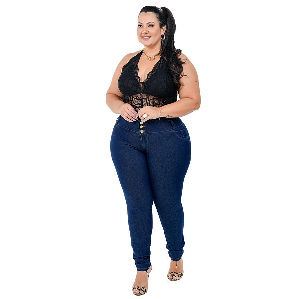 Calça Jeans Helix Plus Size Skinny Cleidimar Azul