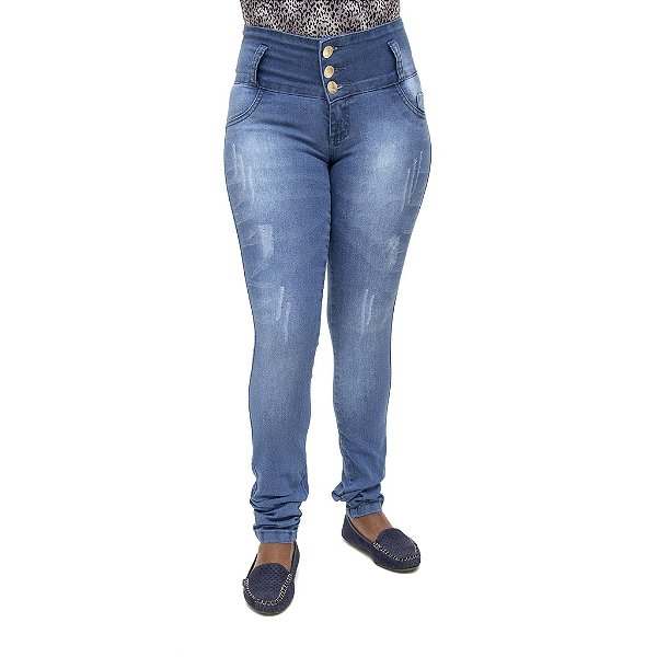 Calça Jeans Feminina Legging Thomix Azul Levanta Bumbum com Elástico