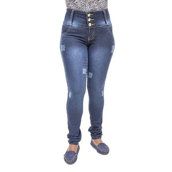 Calça Jeans Feminina Thomix Escura com Elástico