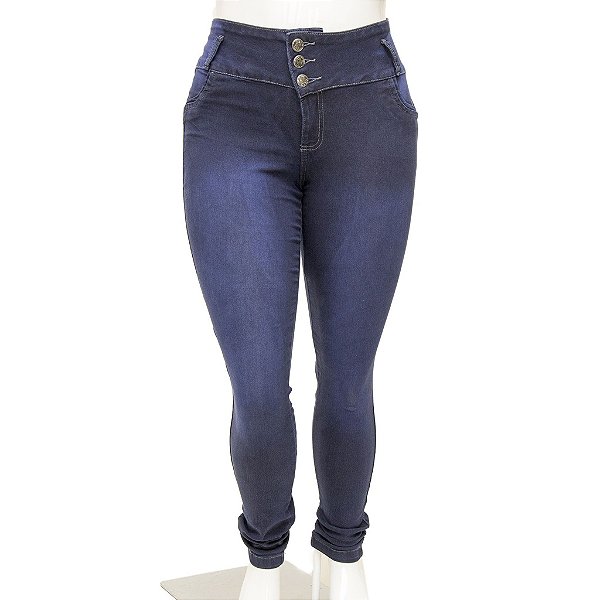 Calça Jeans Feminina Legging Thomix Escura Plus Size Cintura Alta com Elástico