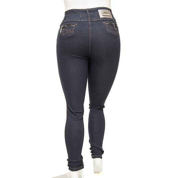 Calça Jeans Feminina Legging Credencial Plus Size Escura com Cintura Alta