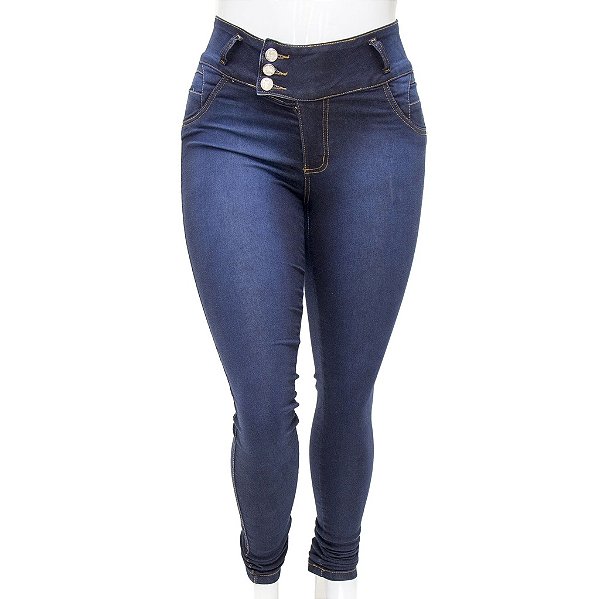 Calça Jeans Legging Feminina Credencial Plus Size Escura com Cintura Alta