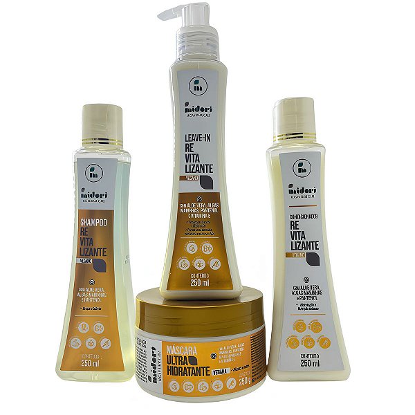 KIT Shampoo + Cond + Leave + Mascara REVITALIZANTE MIDORI