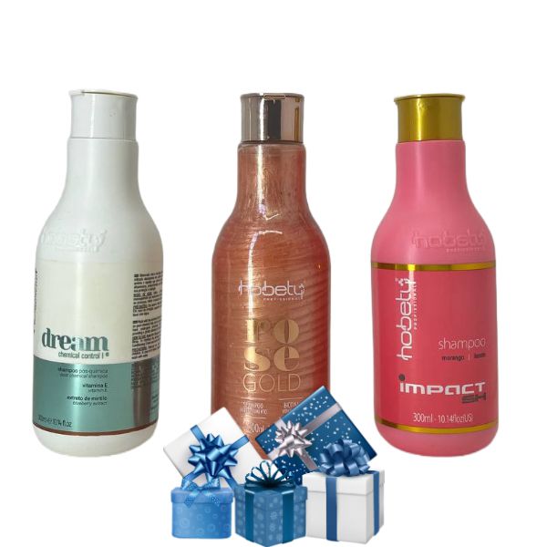 KIT SHAMPOO ROSE, IMPACT E DREAM + BRINDE - HOBETY