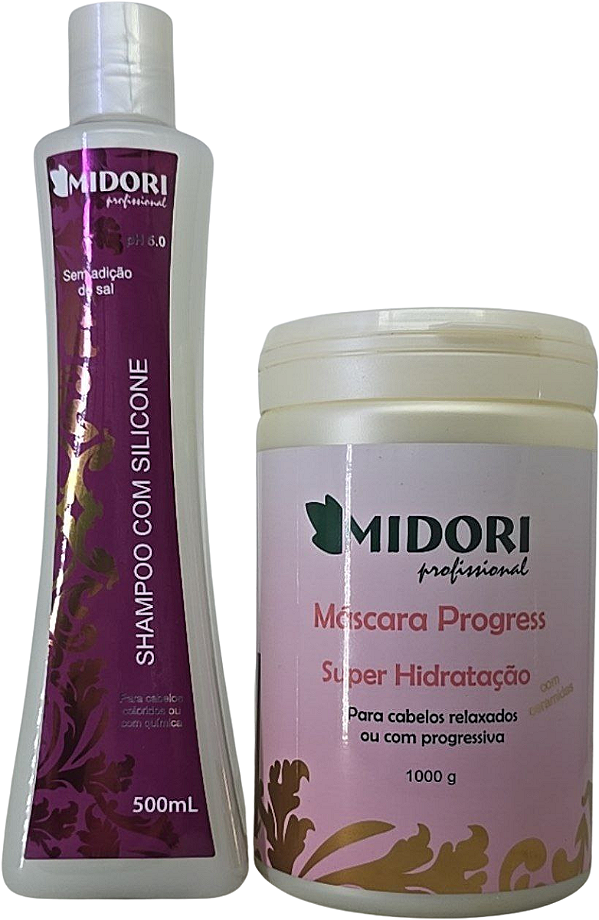 Shampoo Com Silicone 500ml Máscara Progress 1000g Midori