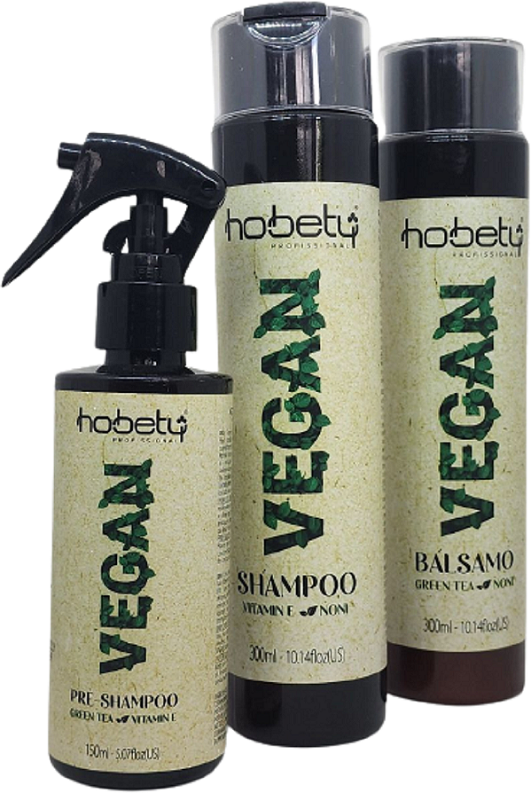 Tratamento Vegan Pre Sh 150ml Sh 300ml Balsamo 300ml Hobety