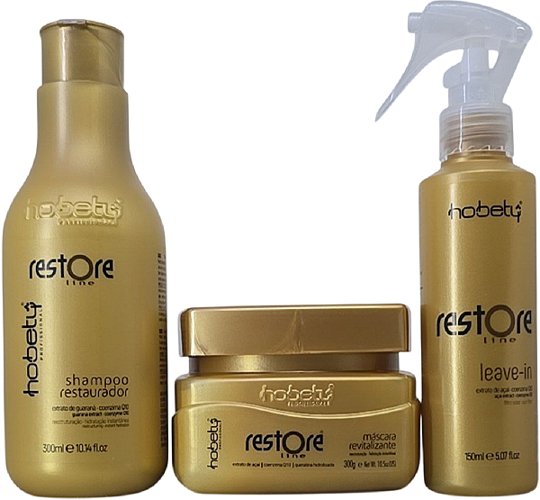 Kit Tratamento Restore Sh 300ml Mas 300g Leav 150ml Hobety