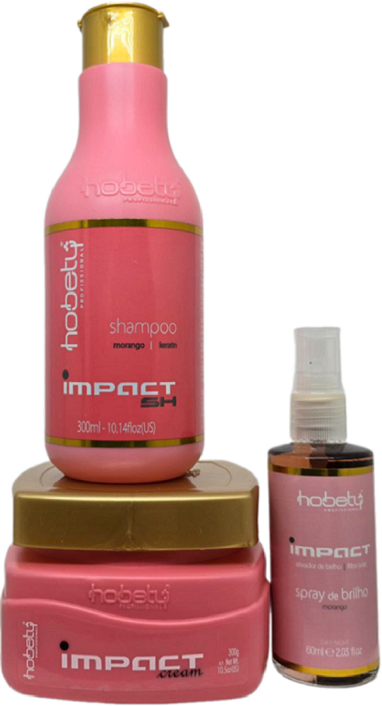 Tratamento Sh 300ml Mas 300g Leav 60ml Impact Morango Hobety