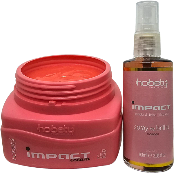 Kit Tratamento Mas 300ml Leav In 60ml Impact Morango Hobety