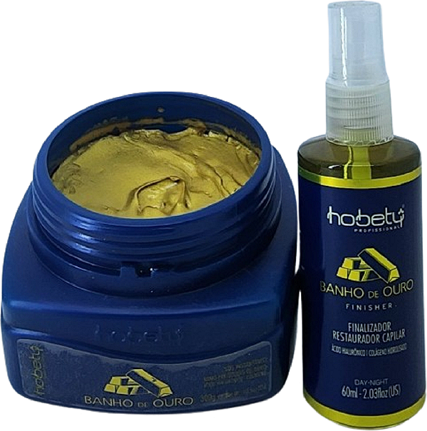 Kit Hidratação Banho Ouro Mas 300g Finalizador 60ml Hobety