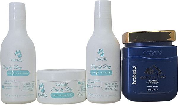 Kit Tratamento Manutenção Mirtilo Cavier+ Mascara Banho Ouro