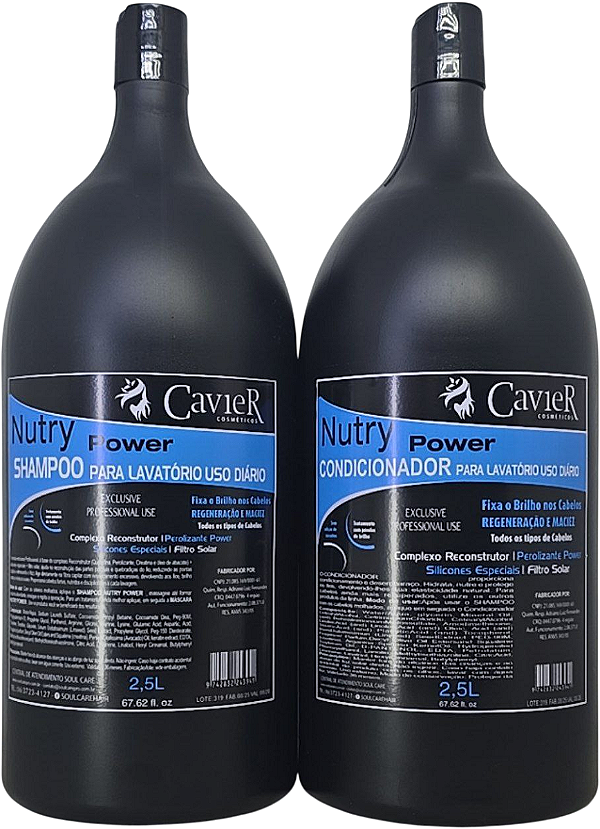 Kit Cavier Nutry Power Shampoo + Condicionador 2,5L Brilho Extremo
