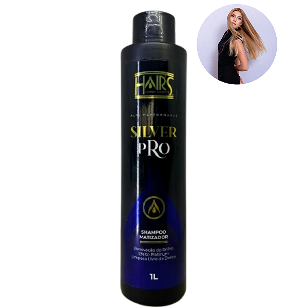 Shampoo Matizador Silver Pro Hairs 1L Efeito Platina