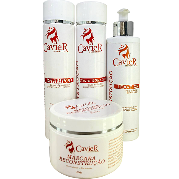 Kit CavieR Reconstrução Capilar Completo 4 Itens Profissional