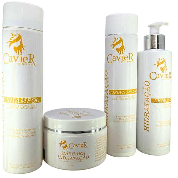 Kit CavieR Hidratação Capilar Completo 4 Itens Profissional