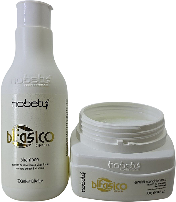 Kit Hobety Bifasico Shampoo 300ml Mascara 300g Aloe Vera