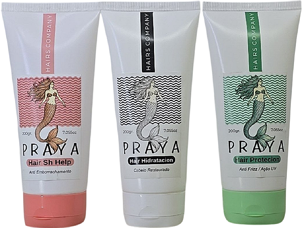 Kit Capilar Praya Shampoo Mascara Leave In 200g Hairs