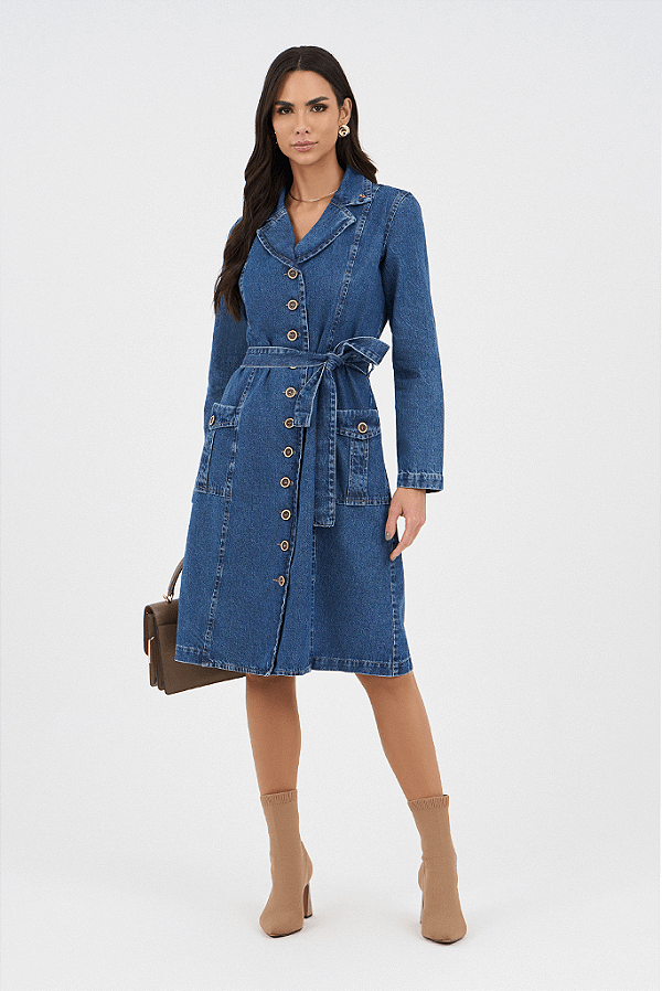 Casaco Jeans Azul Com Recortes E Bolsos Cargoolsos-cargo