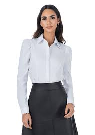 Camisa Branco Feminina Manga Longa Com Botões Resinados Via Tolentino