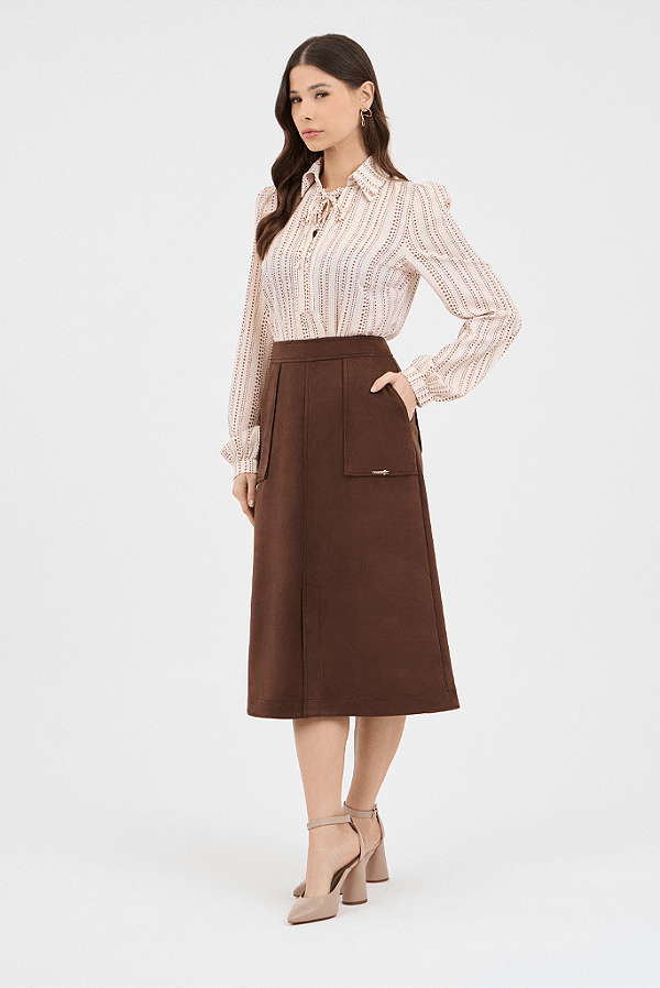 Saia suede marrom