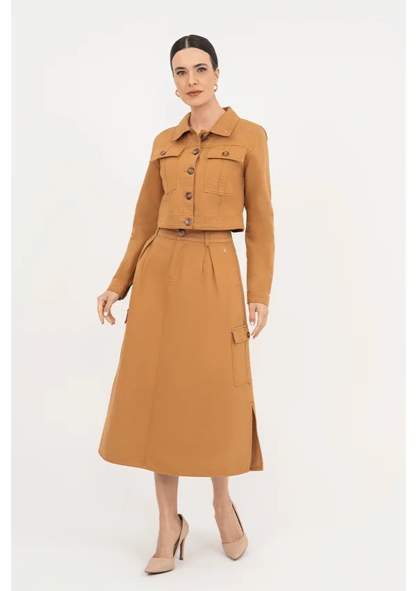 Jaqueta Caqui Jeans Bolsos Frontal Via Tolentino