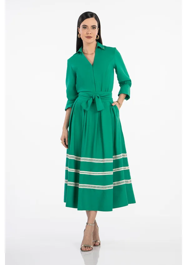 Saia Verde Em Viscose Midi Gode Via Tolentino