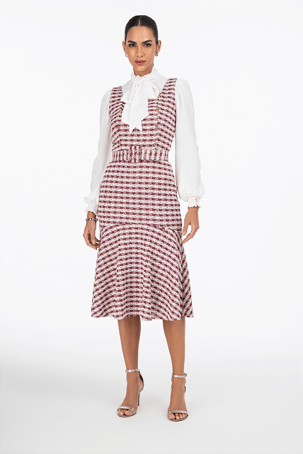 Vestido Plano Com Babados E Amarracao Via Tolentino