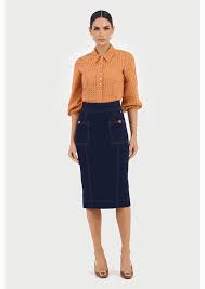 Saia Jeans Lápis Com Bolsos