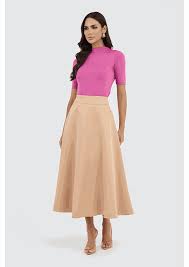 Saia Godê De Alfaiataria na Cor Aveia - Via Tolentino