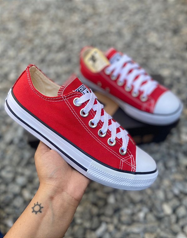 0-107 - Tênis ALL STAR Vermelho, Corrida, Academia, Lazer