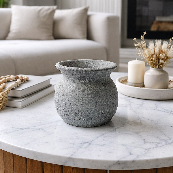 Vaso Bojudo de Pedra Sabão - 12cm