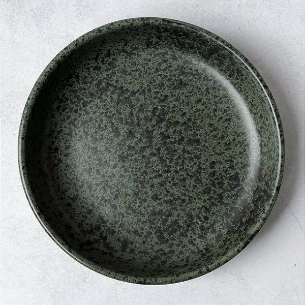 Prato de Cerâmica Verde Musgo & Preto