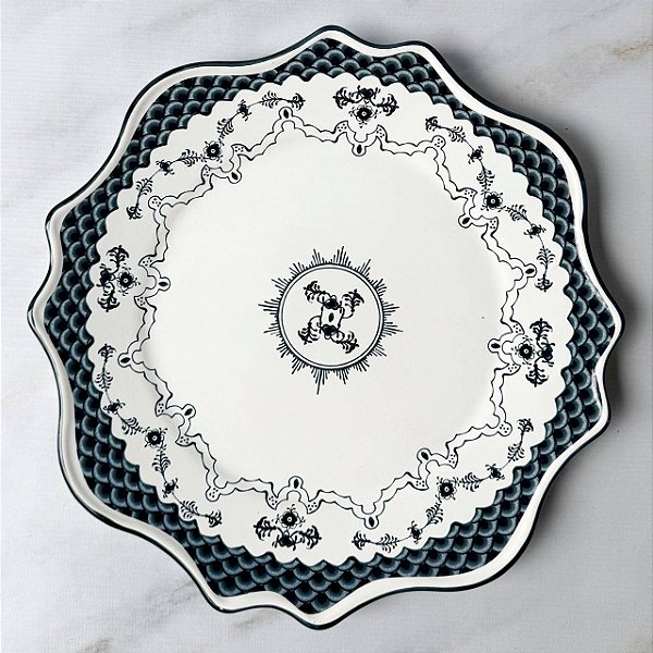 Prato de bolo 36cm - Tons Azul