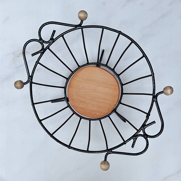 Fruteira Redonda Ferro e Madeira - 38cm