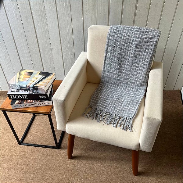 Xale Chenille &  Algodão Cinza - 1.30m x 1.80m