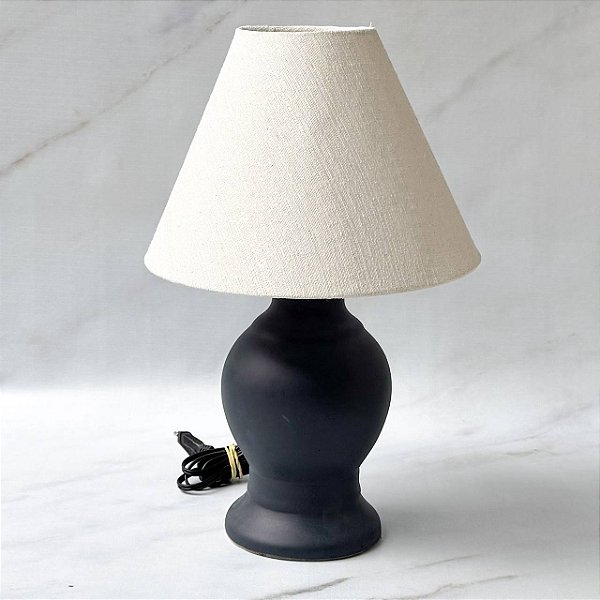 Abajur Cerâmica Preto Fosco - 42cm
