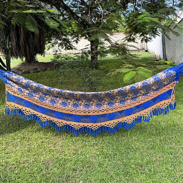 Rede de Descanso Casal Bucho de Boi - Azul & Caramelo