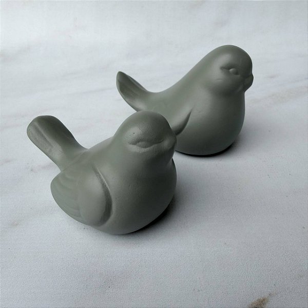 Dupla Passarinhos de Cerâmica - Cinza Escuro