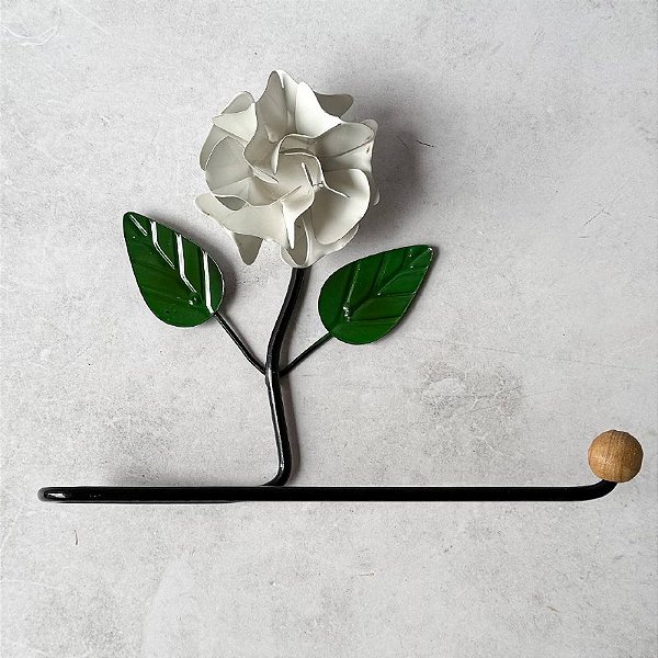 Porta Papel Toalha de Ferro - Flor Branca
