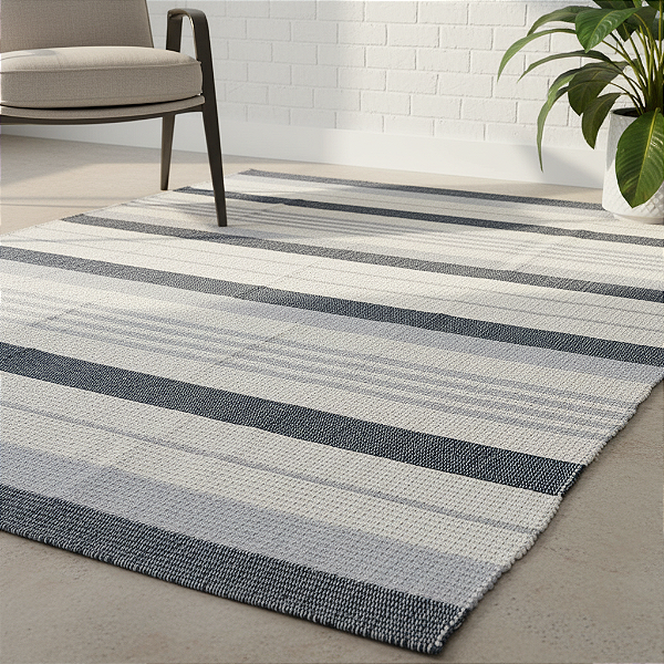 Tapete Sala 2m x 1,5m - Cru, Cinza e Azul