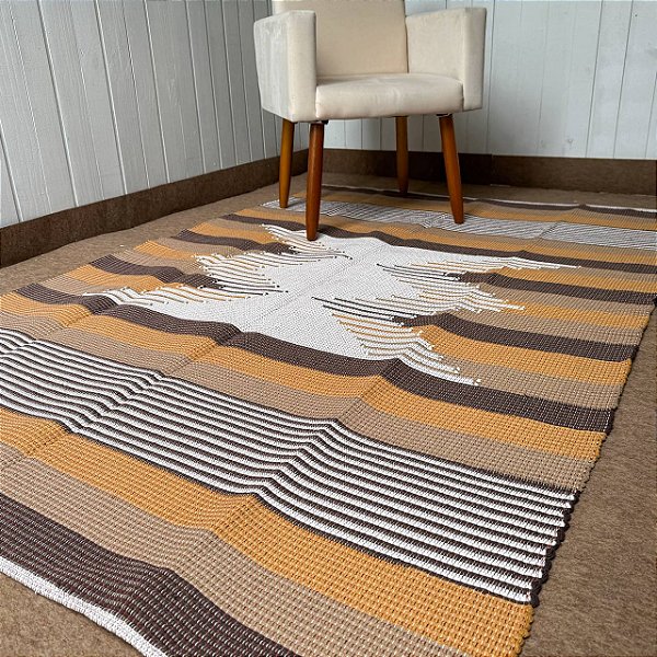 Tapetão Boho 2m x 1,5m - Marrom, Cappuccino e Mostarda