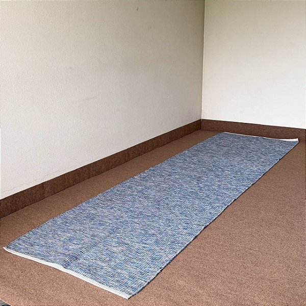 Passadeira de Algodão em Tear Manual Tons Azul Mescla - 3m x 80cm