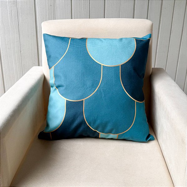 Capa de almofada Suede  - Azul Formas