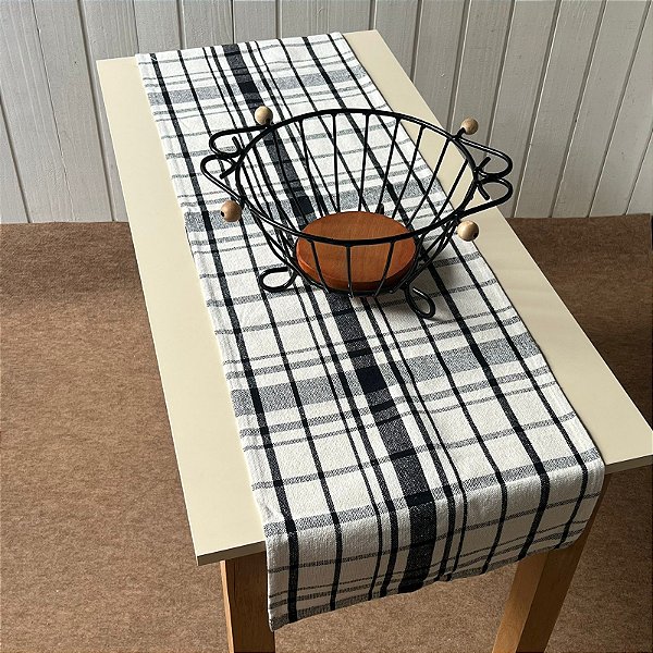 Trilho de mesa 1,5m - Xadrez Preto