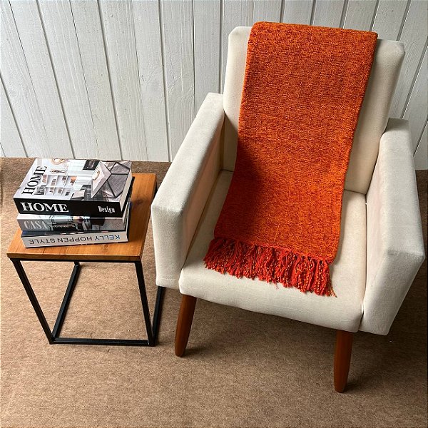 Xale Chenille Laranja - 1.30m x 1.80m