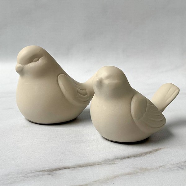 Dupla Passarinhos de Cerâmica - Ocre