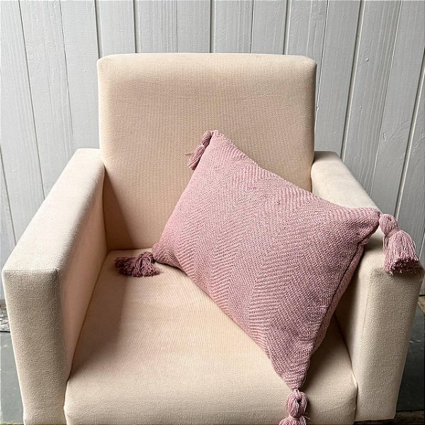 Capa de almofada palito pompom - Rosé