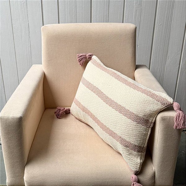 Capa de almofada palito pompom - Trança Rosé