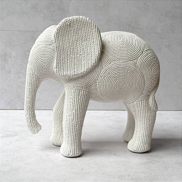 Elefante Decorativo de Gesso – Branco
