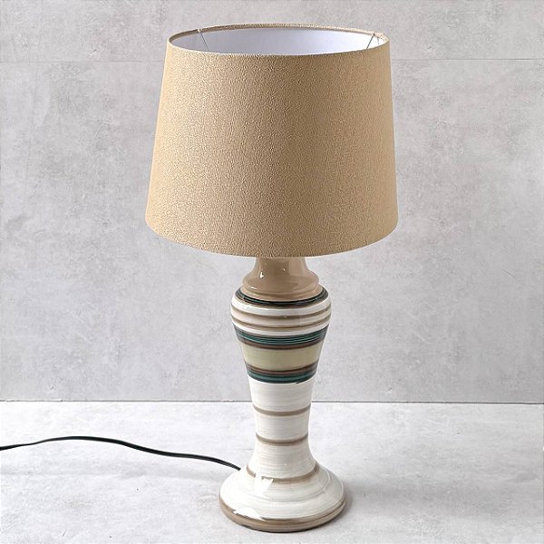 Abajur Cerâmica Tons Verde, Marrom e Nude - 56cm